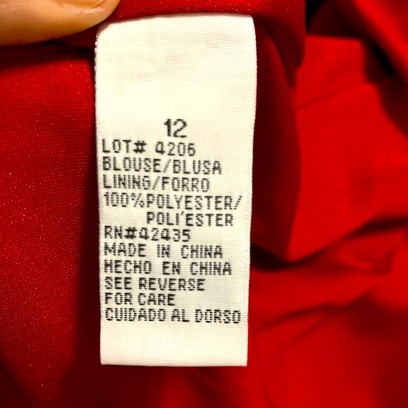 Red long sleeve flowy top with bead details - Picture 7 of 8